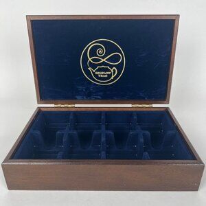 Wooden Bigelow Tea Box Chest Cobalt Blue Felt Divided Holder